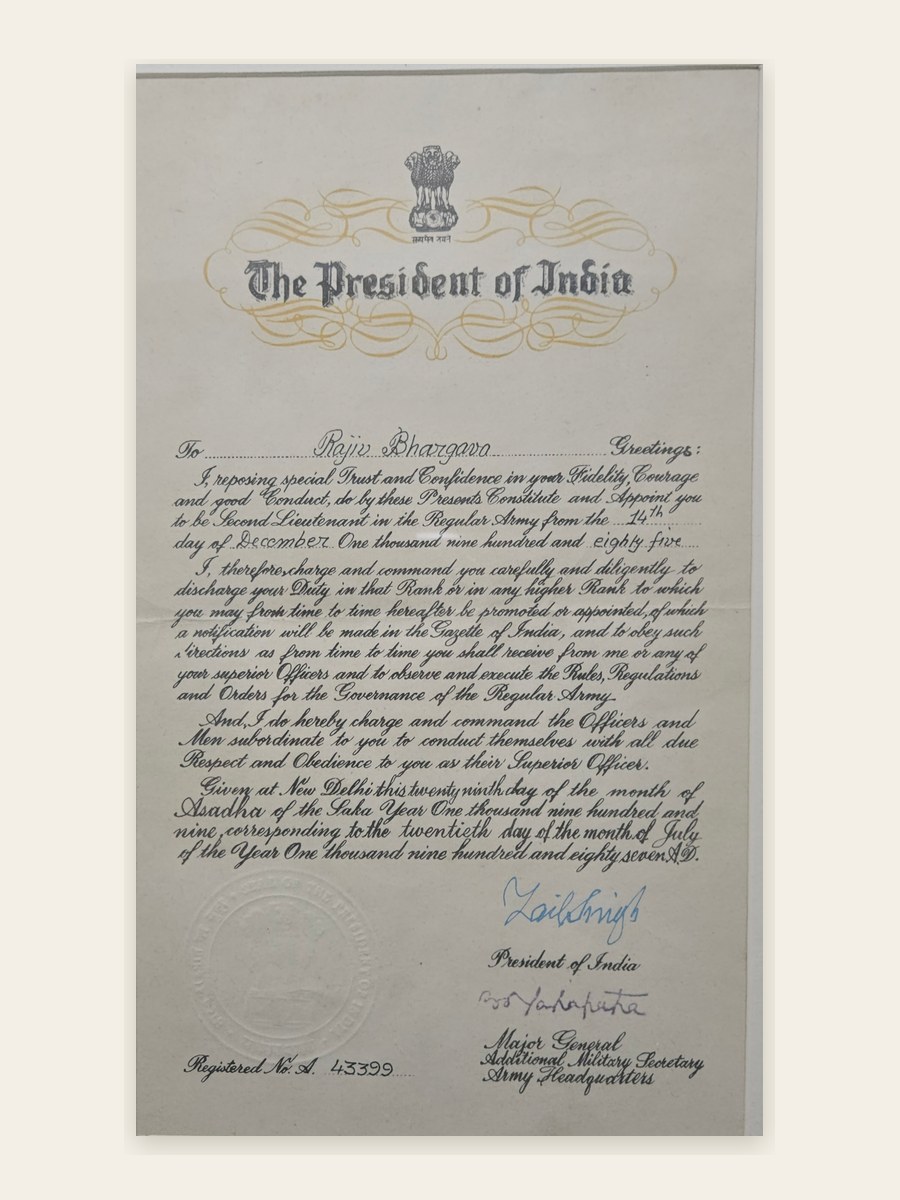 Commission as an Officer — The President of India