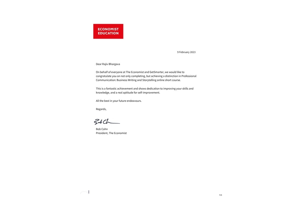 Business Writing & Storytelling, with Distinction — The Economist
